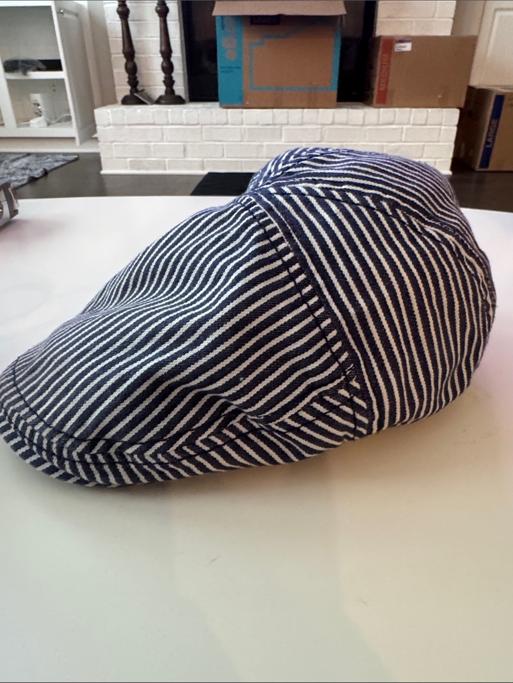 Striped Cotton Blend drivers hat - Navy/White - Picture 4 of 6